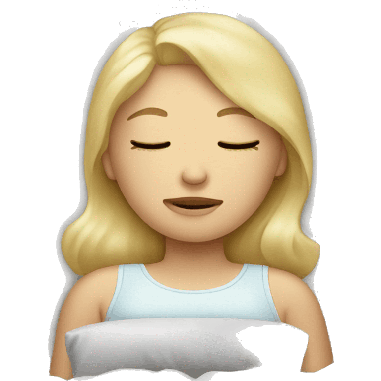 blonde girl sleeping with pillows emoji