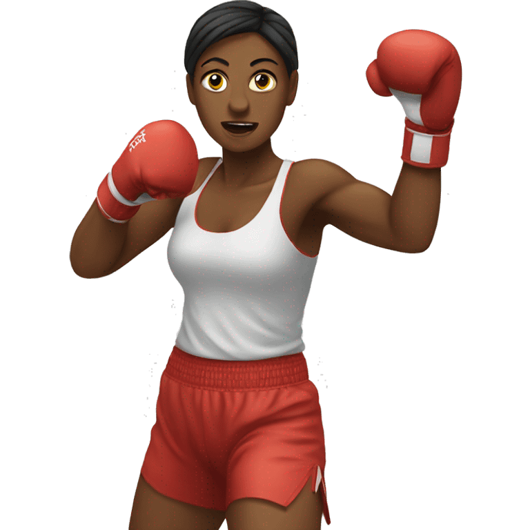 Women boxer throwing punch emoji