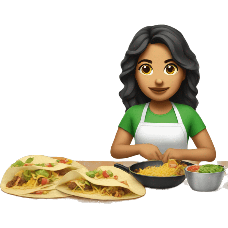 Mexican girl cooking tacos emoji