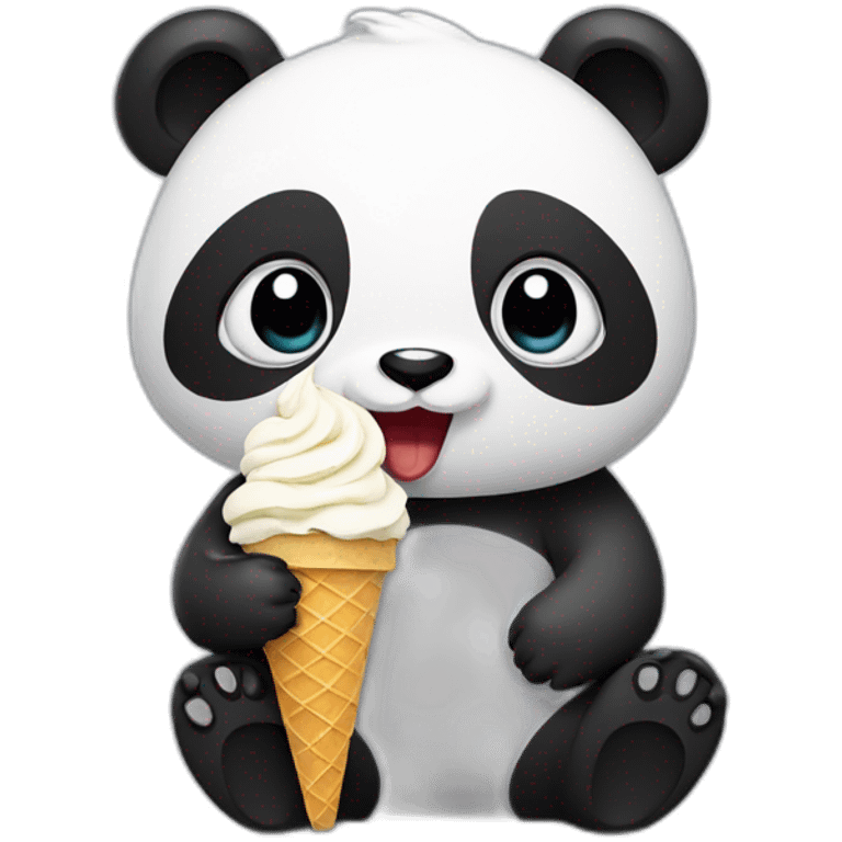 Panda eating ice cream emoji