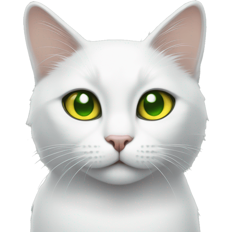 White cat with yellow eyes and black cat with green eyes emoji