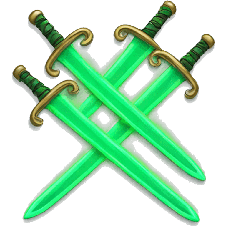 Twin green neon swords attached by chain emoji