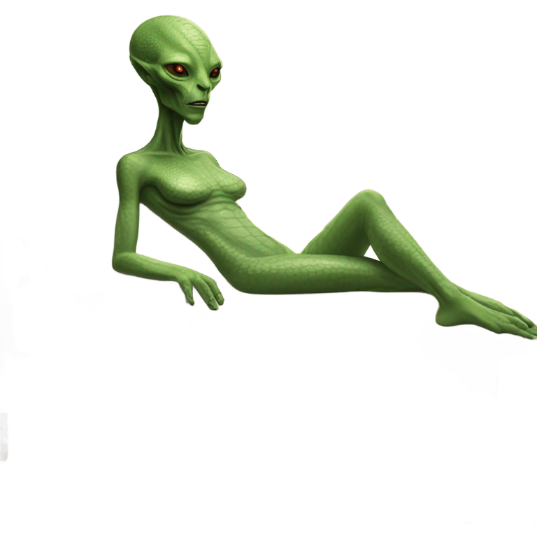 Reptilian alien woman laying on the bed emoji