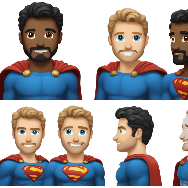 White superman, redish hair, blue eyes, redish brownish, scruffy facial hair, sexy smile emoji