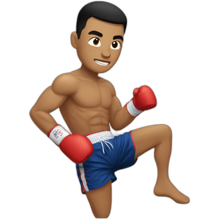 A Muay Thai Boxer strinking with his knee emoji