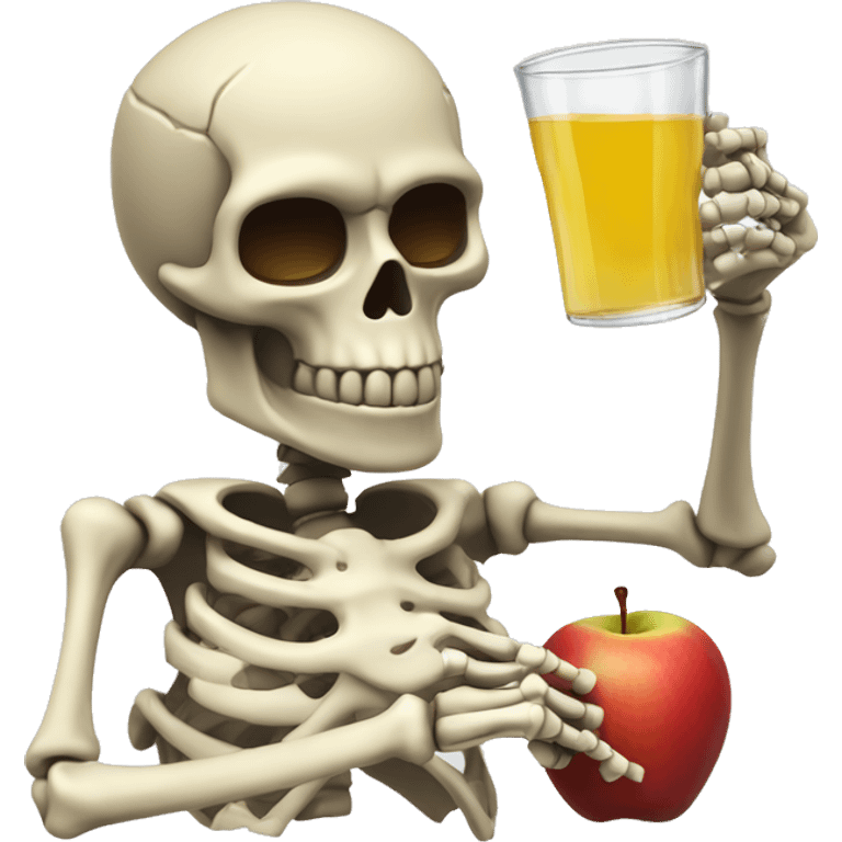 skeleton drinking apple juice from a Stein emoji