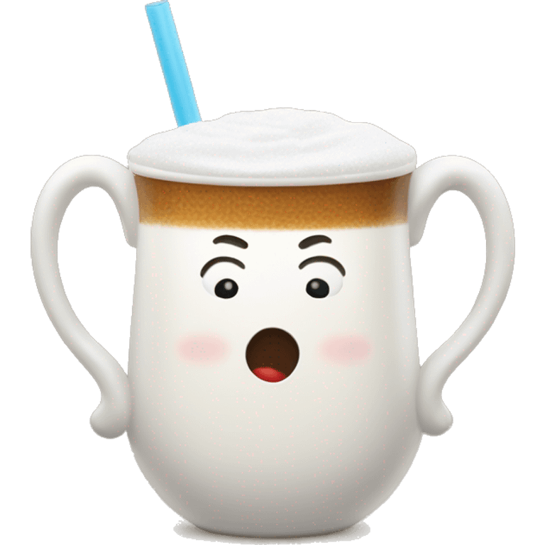 An emoji of a traditional Turkish ayran cup, with a frothy top and a straw emoji