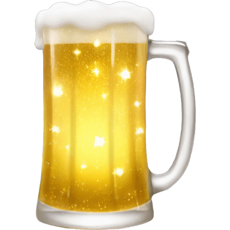 Beer mug full of galaxy nebula gold sparkles glow fairy lights emoji