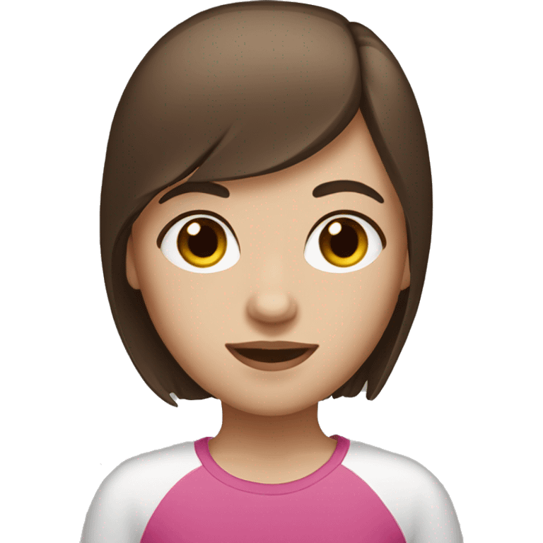 A girl with straight brown hair and brown eyes and with white skin emoji