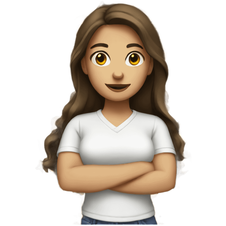 Brunette girl with a white shirt emoji