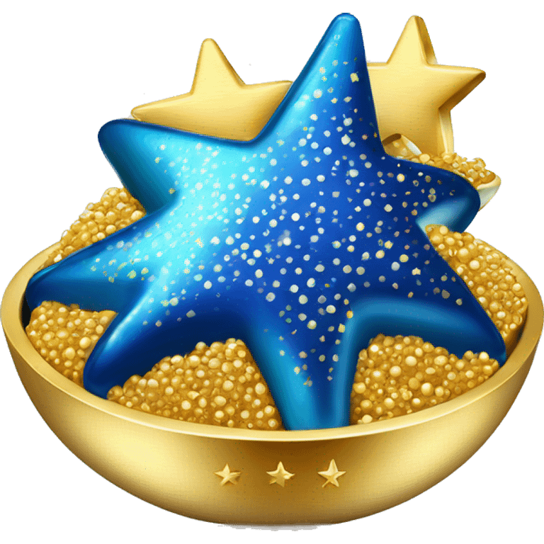 Design a luxurious 'Caviar 5-Star' icon with a golden number 5, five stars, and a blue caviar bowl, using gold and blue gradients for elegance emoji