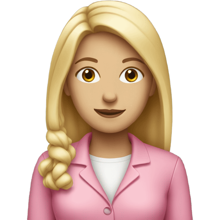 white female employee in pink clothes emoji