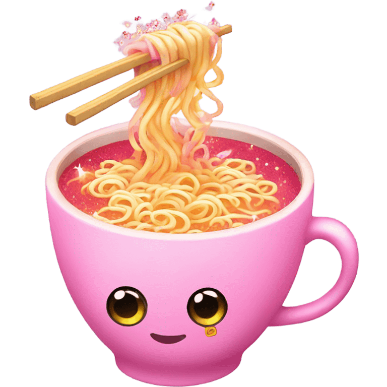 Pink cup of ramen with glitter  emoji