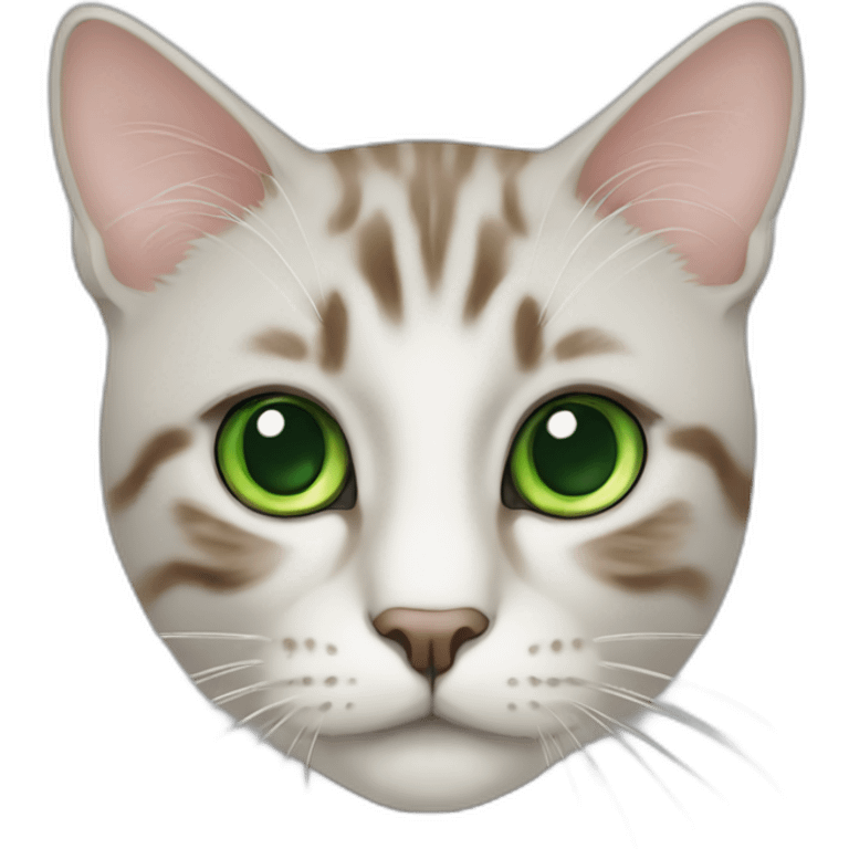 Katze mit grünen Augen mit Katzenfutter am Essen emoji