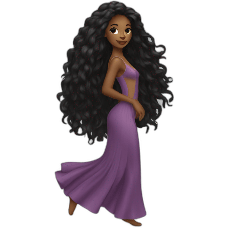 Beautiful Black women long hair dancing emoji