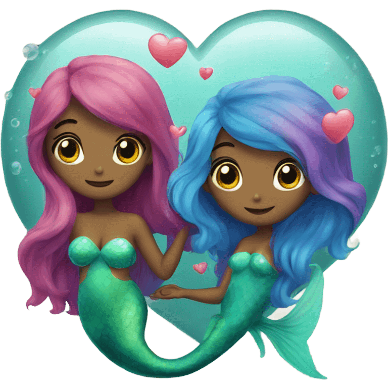 two mermaids in love emoji