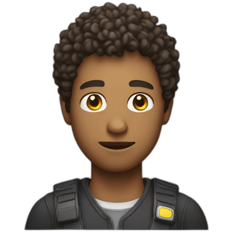 man with short curly hair playing a video game emoji