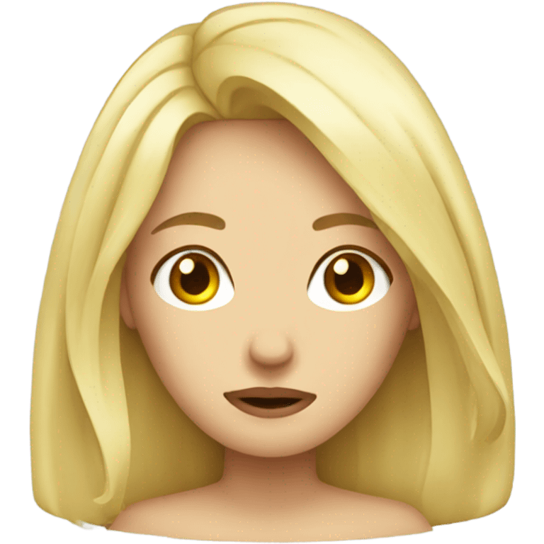 Blonde girl exhausted  emoji