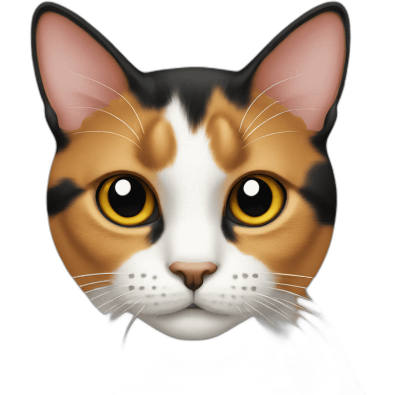 calico cat with a half black nose emoji