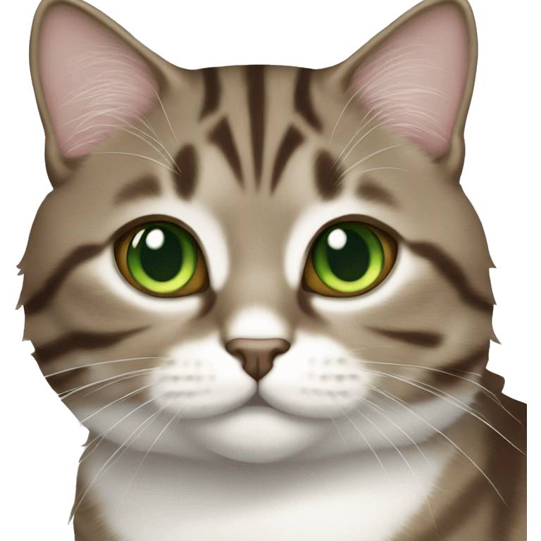 brown gray white tabby cat green eyes emoji