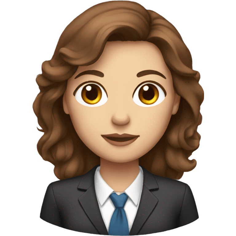 brown haired mom with long hair, business attire emoji