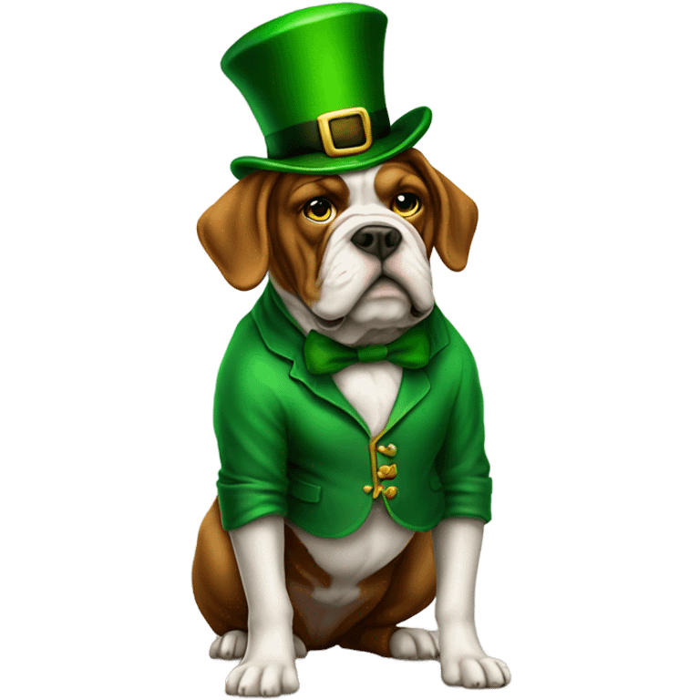 Leprechaun standing on a bulldog emoji