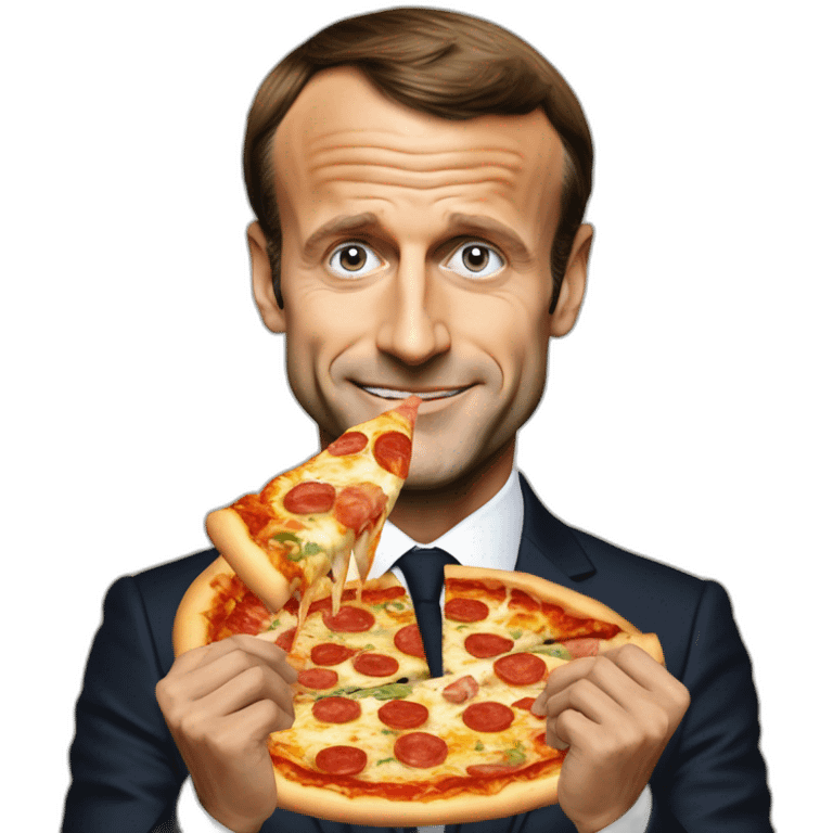 Emmanuel Macron qui mange de la pizza emoji