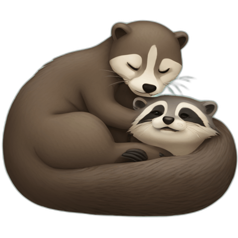 Otter sleeping with a raccoon emoji