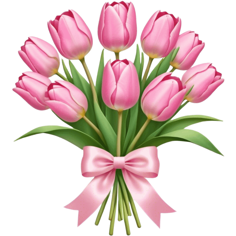 Pastel pink tulip bouquet with bow emoji