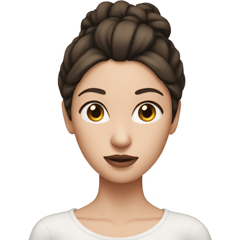 Short brunette with White skin and a bun emoji