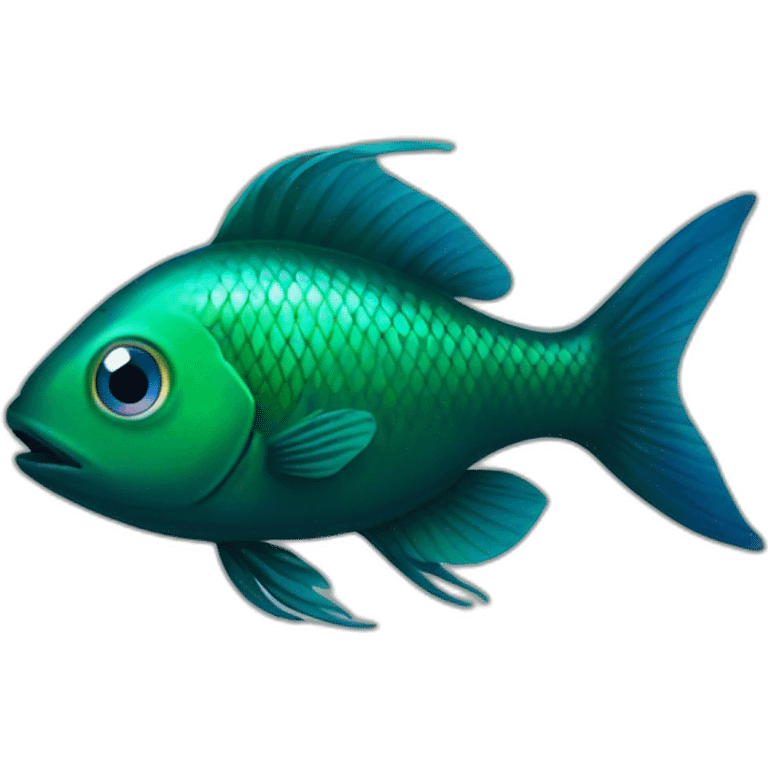 dark green fish with blue eyes  emoji