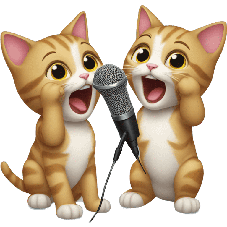 Two kittens doing karaoke  emoji