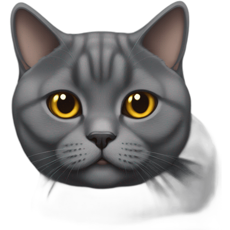 fat dark grey british shorthair cat with caramel eyes emoji