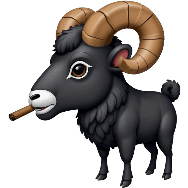 Big Black ram smoking cigar emoji