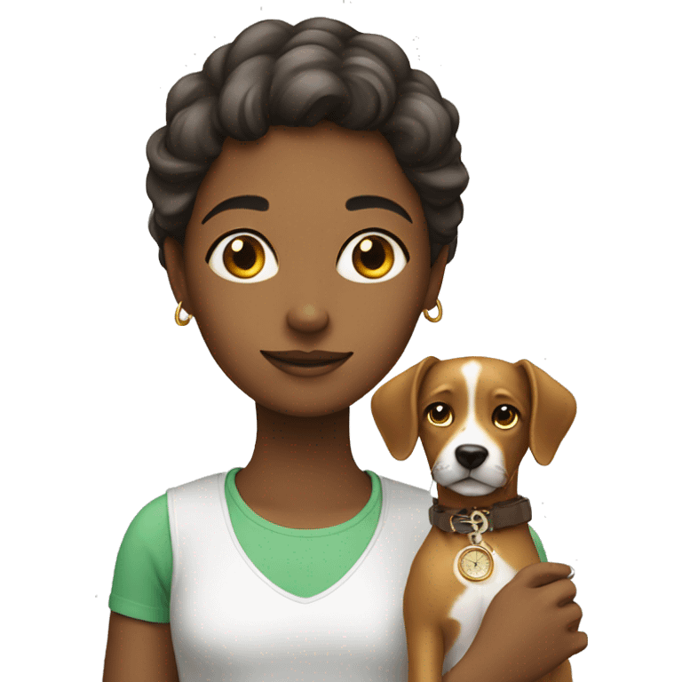 Girl with dog and Watch emoji