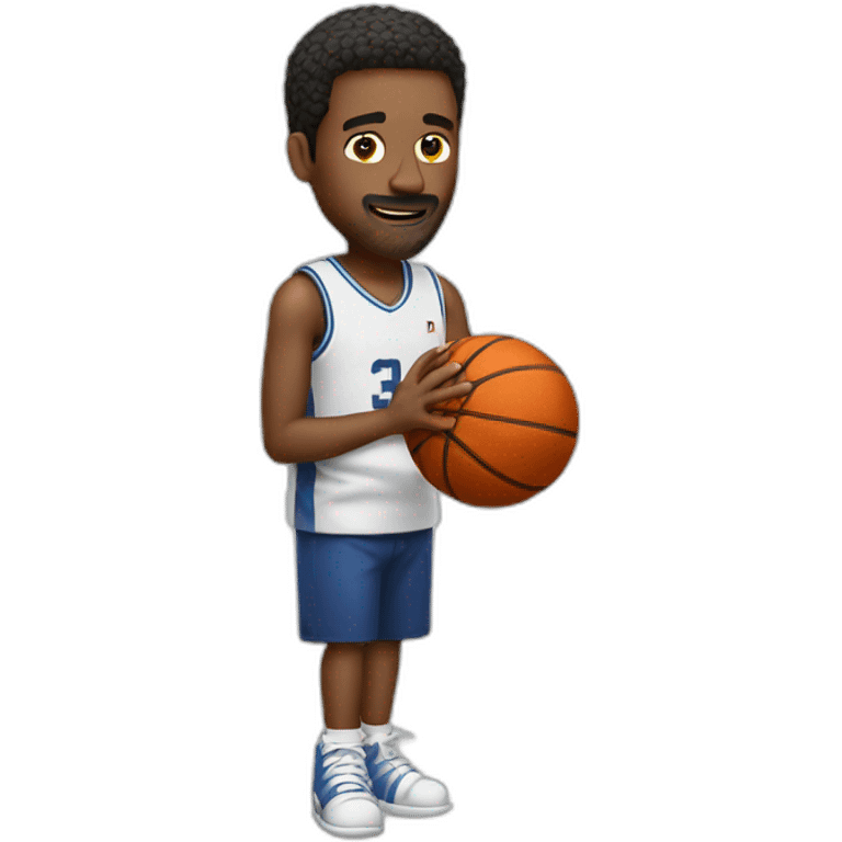 guy playing basketball but very bad emoji