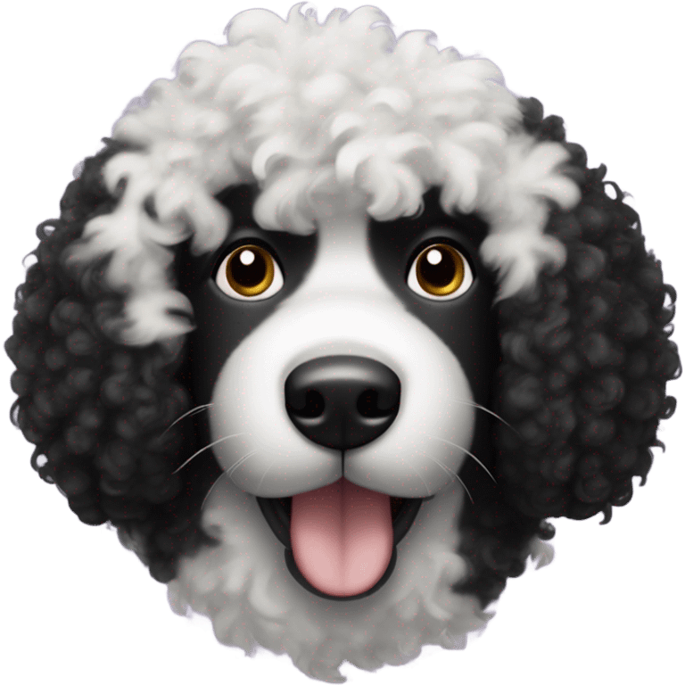 Black curly dog face with white snot emoji