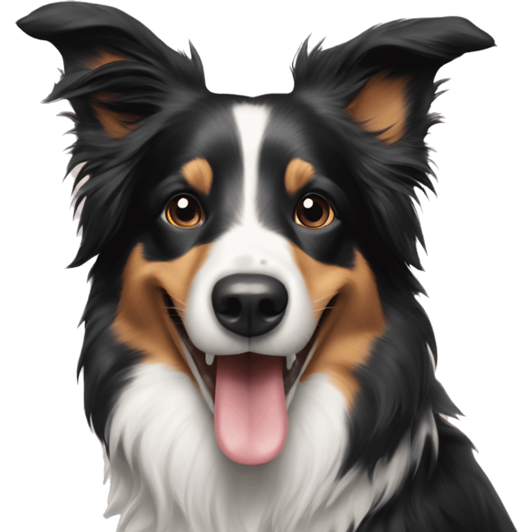 Border collie dog happy with tongue out  emoji