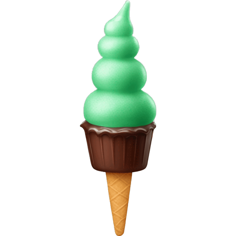 Une glace menthe chocolat emoji