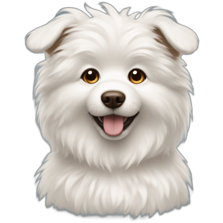 A white fluffy dog with brownish flappy ears emoji