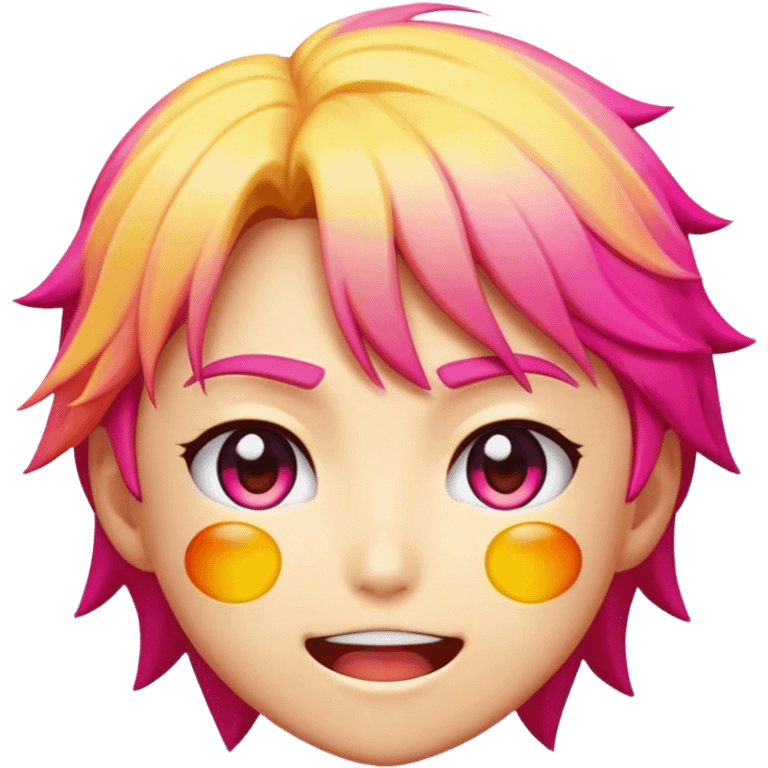 Cinematic Realistic Anime Pop Culture Emoji, featuring a dynamic, stylized portrayal of iconic anime characters rendered with vibrant textures and energetic, colorful lighting. emoji