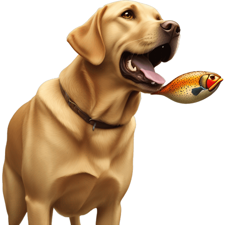 Labrador retriever catch a pheasant emoji