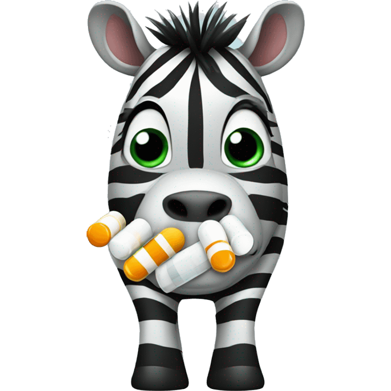 Zebra holding pills emoji