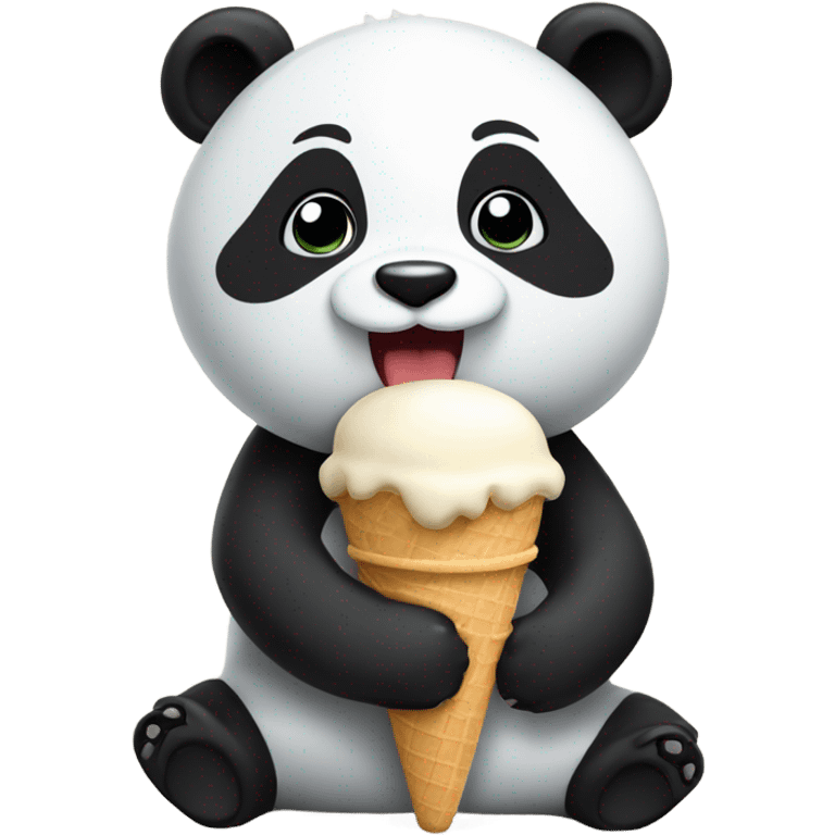 Panda eating ice cream emoji