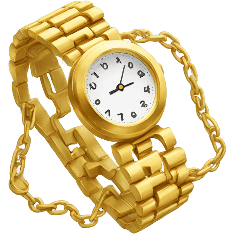 gold watch that opens on a chain emoji