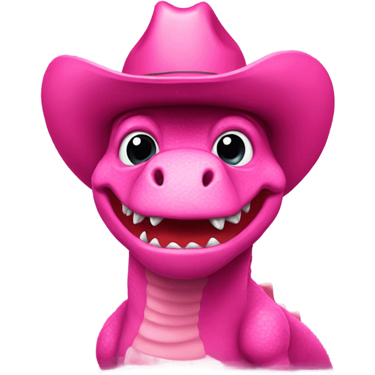 Pink dinosaur with a pink cowboy hat emoji