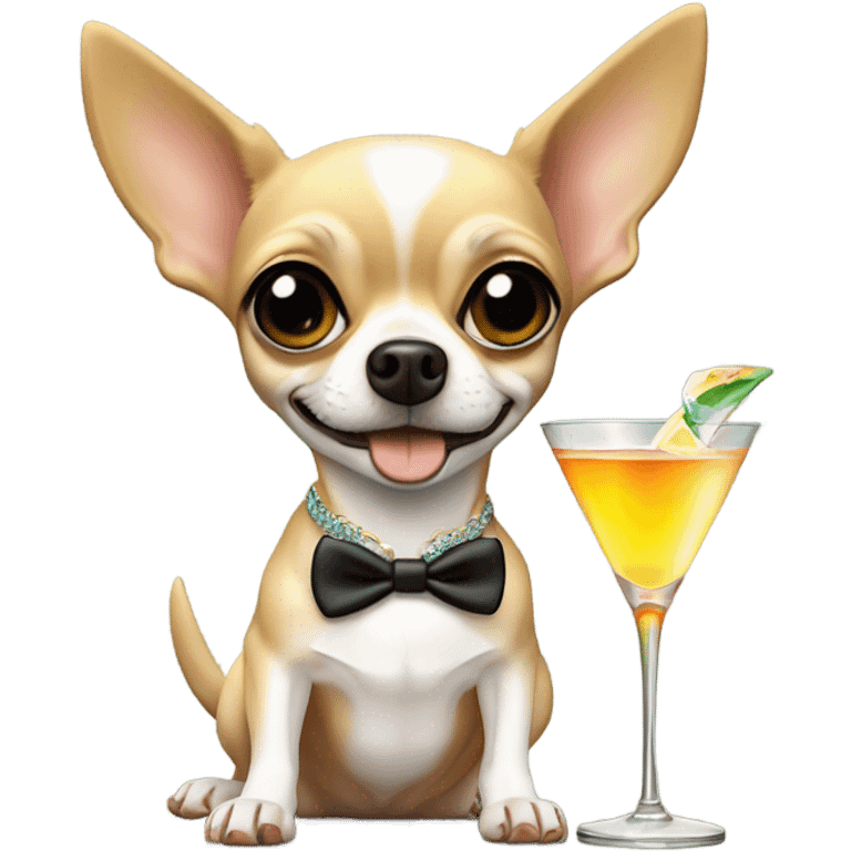 Chihuahua drinking martini￼ emoji