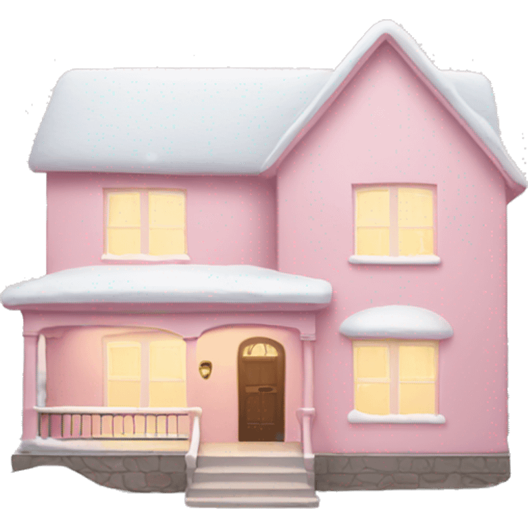 Light pink house with snow emoji