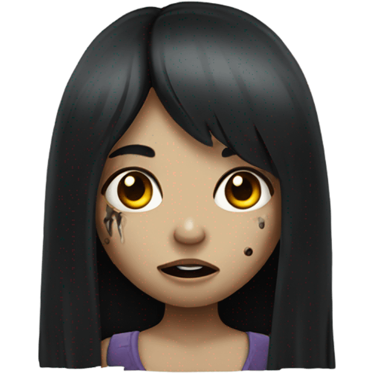 girl zombie with black long hair and franja  emoji