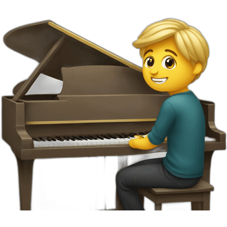 Dark blonde tall boy sitting in front of a piano emoji